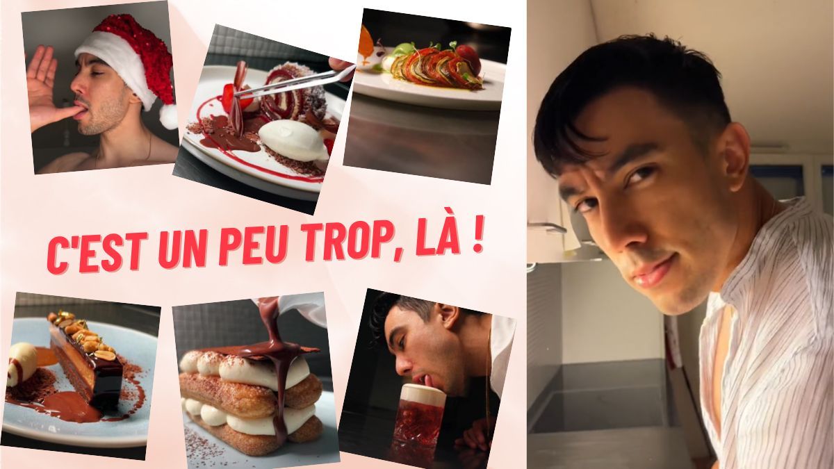 Le Tiktoker Cedrik Lorenzen et des caputres de certains de ses vidéos sur TikTok avec le texte « C'est un peu trop, là ! »