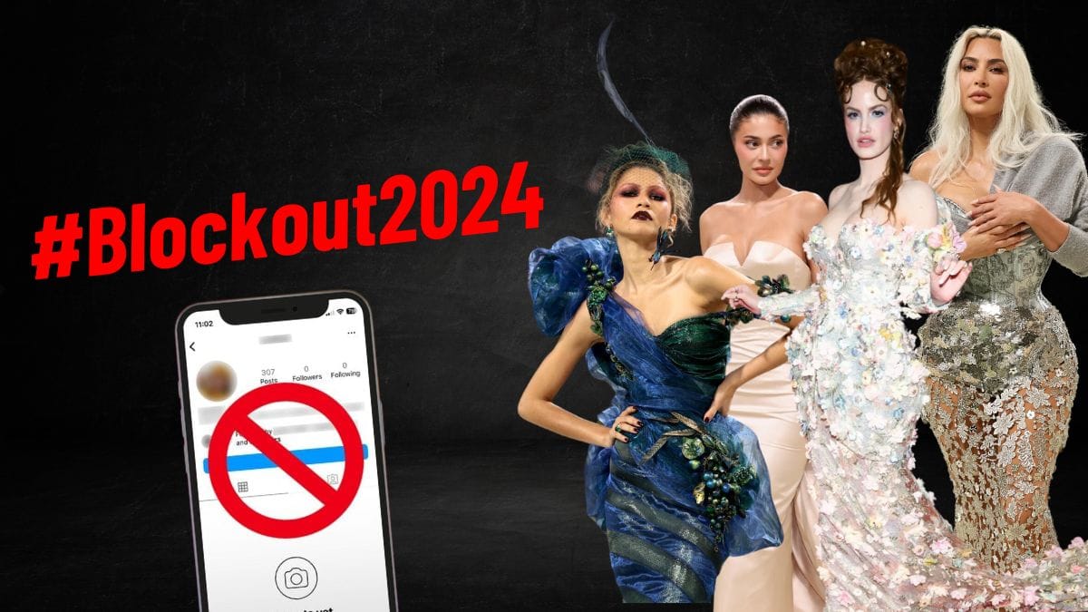 Montage photo de Zendaya, Kylie Jenner, Kim Kardashian et Haleyybaylee avec le texte ~Blockout2024